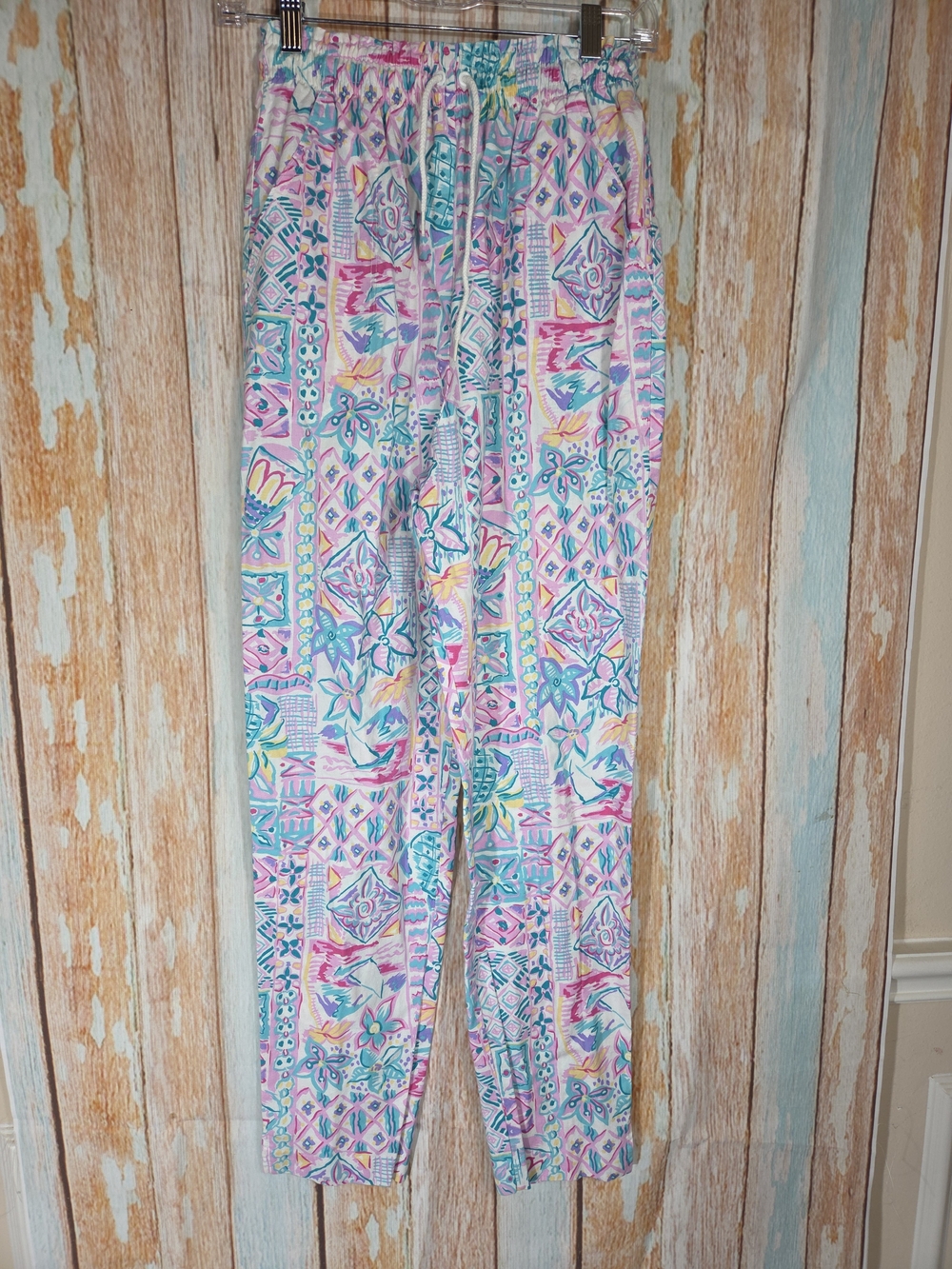Jantzen Y2K Pastel Floral Print Drawstring Joggers Lounge Pants. Size 10